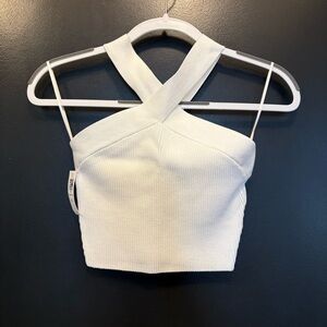 NWT Aritzia Babaton Sculpt Knit Cross Tank White
